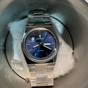 Men’s Blue face watch with silver band